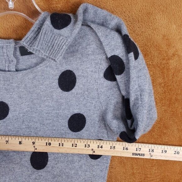SAKS FIFTH AVENUE Sweater Womens Small Gray Crew Polka Dot 100% Cashmere - Picture 5 of 7